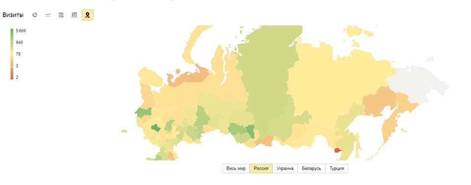 Увеличение переходов на сайт со всех регионов России
